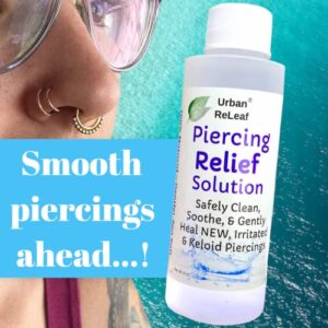 Urban ReLeaf 8 oz. Set Piercing Relief Solution ! Aftercare Sea Salt Help for Keloid, Bump, Irritated & New. Made in USA. Clean Soothe Heal Natural