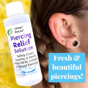 Urban ReLeaf 8 oz. Set Piercing Relief Solution ! Aftercare Sea Salt Help for Keloid, Bump, Irritated & New. Made in USA. Clean Soothe Heal Natural