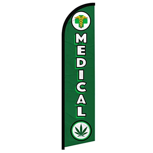 Medical MJ Windless Banner Advertising Flag - Perfect for Dispensaries, Smoke Shops, Weed Shop