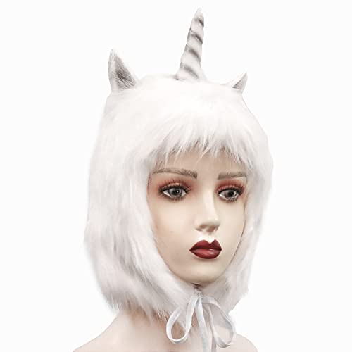 Lycaeus Novelty Unicorn Hat Half Face Mask Deluxe Novelty Christmas Costume Party Latex Animal Head Mask Christmas Hat