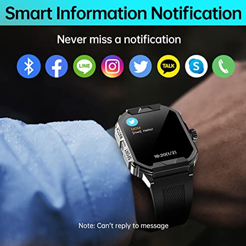 Smart Watch for Men (Receive & Dial), 1.85" Full Screen Fitness Tracker for Android & IOS Phones with Call Blood Pressure Heart Rate Sleep Step Monitor, IP67 Waterproof, Outdoor Sports Smart Watch