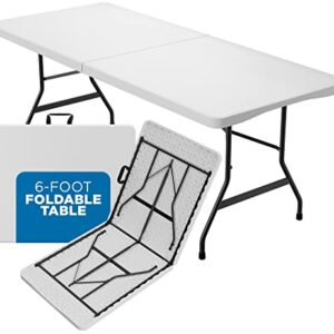 Sorfey Portable Folding Table 6-Foot X 30 inch Plastic Indoor & Outdoor for Picnic, BBQ, Party,