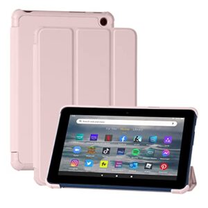 case fits amazon all-new kindle fire 7 tablet (2022 release-12th gen) latest model 7",trifold stand - ultra light slim fit protective cover with auto wake/sleep (pink)