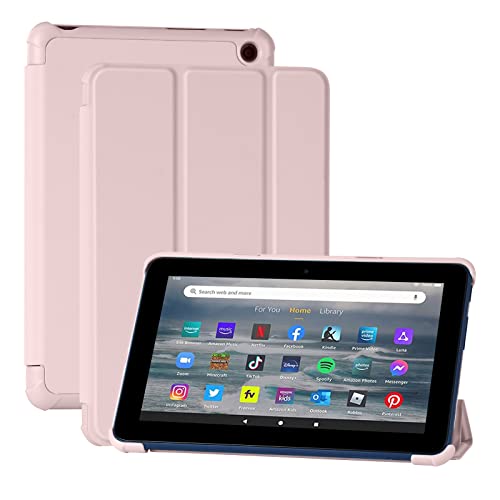 Case Fits Amazon All-New Kindle Fire 7 Tablet (2022 Release-12th Gen) Latest Model 7",Trifold Stand - Ultra Light Slim Fit Protective Cover with Auto Wake/Sleep (Pink)