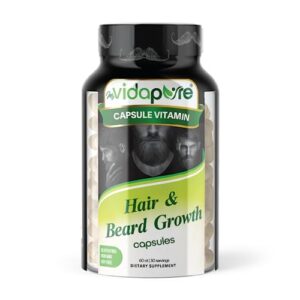 myvidapure beard growth + men’s skin & nails – 5,000mcg biotin – vitamin c, d & b-complex –hydrolyzed collagen veggie capsules – non-gmo – gluten-free