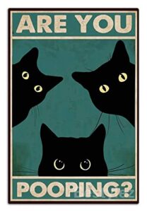 black cat are you pooping funny tin signs bathroom wall decor 8 x 12 inch (918)