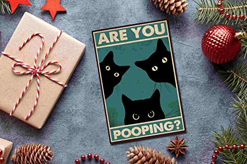 Black Cat Are You Pooping Funny Tin Signs Bathroom Wall Decor 8 x 12 Inch (918)