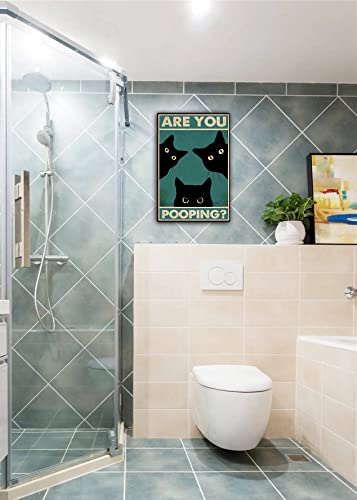 Black Cat Are You Pooping Funny Tin Signs Bathroom Wall Decor 8 x 12 Inch (918)