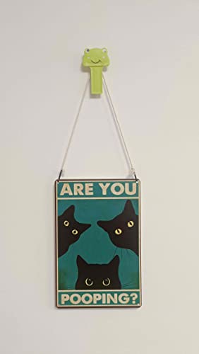 Black Cat Are You Pooping Funny Tin Signs Bathroom Wall Decor 8 x 12 Inch (918)