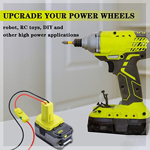 Upgraded 18V Battery Adapter for Ryobi 18V One+ Battery Adapter All-in-one Design of The Fuse and Switch Power Tool Battery Converter Kit 14 Gauge with Fuses & Wire Terminals