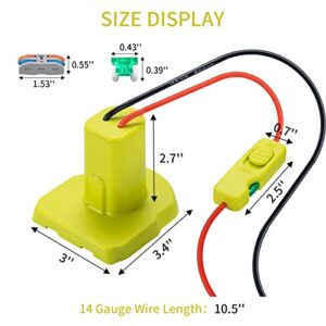 Upgraded 18V Battery Adapter for Ryobi 18V One+ Battery Adapter All-in-one Design of The Fuse and Switch Power Tool Battery Converter Kit 14 Gauge with Fuses & Wire Terminals