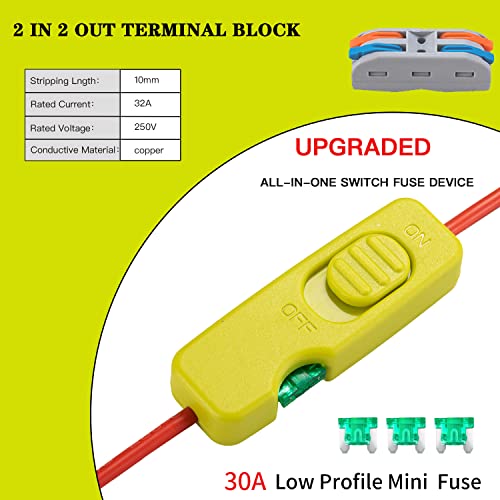 Upgraded 18V Battery Adapter for Ryobi 18V One+ Battery Adapter All-in-one Design of The Fuse and Switch Power Tool Battery Converter Kit 14 Gauge with Fuses & Wire Terminals