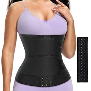 HOPLYNN Sweat Band Waist Trainer for Women Belly with One Extra Hook Black Medium