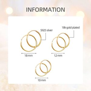 18K Gold Filled Small Hoop Earrings for Cartilage Women Hoops Piercing Earring Ear Cartilage Hoops Earring Handmade Tiny Thin Huggie Hoops Premium Quality Gold Plated Gift for Mom (10mm)