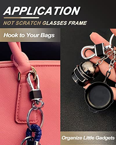 FEYOUN 4 Pack Metal Carabiner Keychain Key Clip Hook, 4 Key Rings Car Key Chain Clips Ring Holder Organizer for Men and Women, Car Accessories, Multi Color