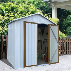 Evedy 6' x 4' Outdoor Storage Shed, Metal Tool Sheds, Heavy Duty Storage House with Door & Lock for Backyard Patio Lawn to Store Bikes, Tools, Lawnmowers