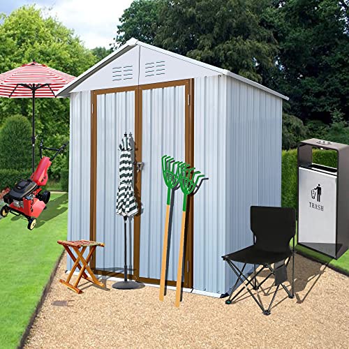 Evedy 6' x 4' Outdoor Storage Shed, Metal Tool Sheds, Heavy Duty Storage House with Door & Lock for Backyard Patio Lawn to Store Bikes, Tools, Lawnmowers