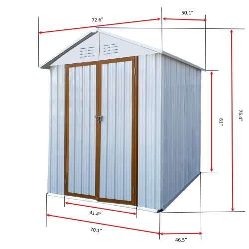 Evedy 6' x 4' Outdoor Storage Shed, Metal Tool Sheds, Heavy Duty Storage House with Door & Lock for Backyard Patio Lawn to Store Bikes, Tools, Lawnmowers