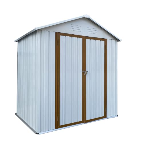 Evedy 6' x 4' Outdoor Storage Shed, Metal Tool Sheds, Heavy Duty Storage House with Door & Lock for Backyard Patio Lawn to Store Bikes, Tools, Lawnmowers