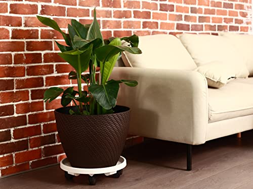 5 Packs Large Plant Caddy with Wheels13" Rolling Plant Stands Heavy-duty Plastic Plant Roller Base Pot Movers Plant Saucer on Wheels Indoor Outdoor Plant Dolly with Casters Planter Tray Coaster White
