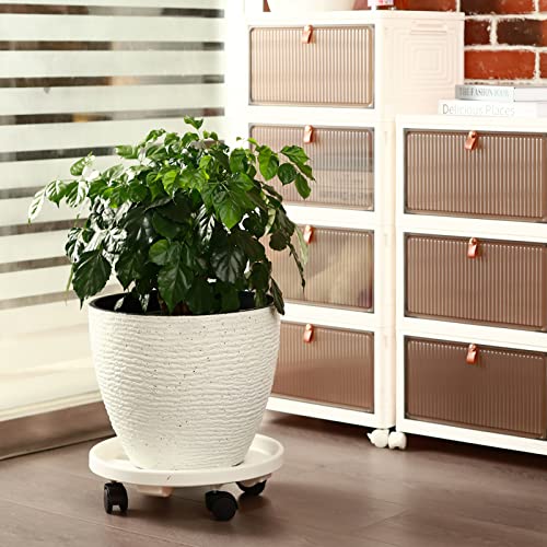 5 Packs Large Plant Caddy with Wheels13" Rolling Plant Stands Heavy-duty Plastic Plant Roller Base Pot Movers Plant Saucer on Wheels Indoor Outdoor Plant Dolly with Casters Planter Tray Coaster White