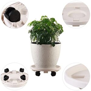 5 Packs Large Plant Caddy with Wheels13" Rolling Plant Stands Heavy-duty Plastic Plant Roller Base Pot Movers Plant Saucer on Wheels Indoor Outdoor Plant Dolly with Casters Planter Tray Coaster White