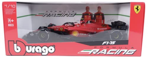 Bburago - 1/18 Scale Model Compatible with Ferrari Replica Miniature Model Compatible with Scuderia F1-75 # 55 Compatible with Carlos Sainz Season 2022 Formula 1 Scale Model Collectible (Red)