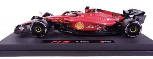 Bburago - 1/18 Scale Model Compatible with Ferrari Replica Miniature Model Compatible with Scuderia F1-75 # 55 Compatible with Carlos Sainz Season 2022 Formula 1 Scale Model Collectible (Red)