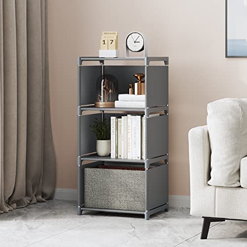 RIIPOO Storage Cube Shelves, 3-Cube Organizer Shelf for Bedroom Closet, 4-Layer Small Bookshelf, Bookcase Unit for Small Spaces