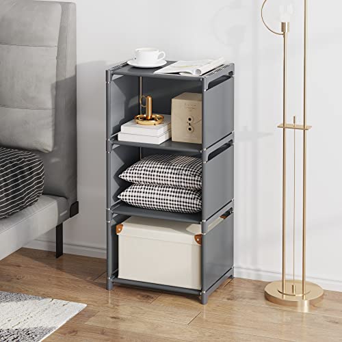 RIIPOO Storage Cube Shelves, 3-Cube Organizer Shelf for Bedroom Closet, 4-Layer Small Bookshelf, Bookcase Unit for Small Spaces