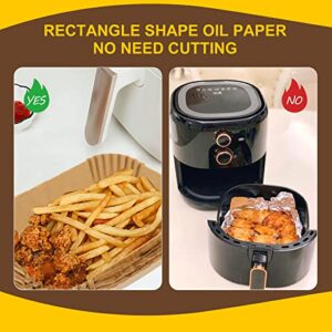 Air Fryer Disposable Paper Liners, 150PCS 8.6''x5.6'' Rectangle Non-stick Baking Paper for Ninja DZ201 DZ401 Foodi Dual Air Fryer Oil-proof, Food Grade Parchment for Baking Microwave (8.6x5.6 150)