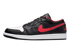 nike mens air jordan 1 low shoes, black/fire red-white, 11