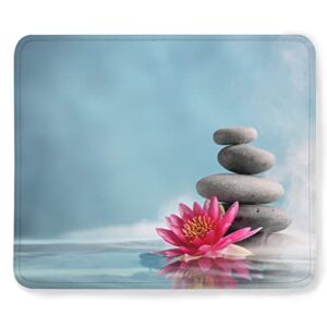 zen stone red water lily mouse pad non-slip rubber base mouse pad for laptop pc office working travel 12x10 inch