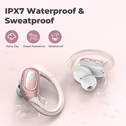 Wireless Earbuds,Ture Wireless Bluetooth 5.3 Earbuds,75H Playtime IPX7 Waterproof Headphones with LED Digital Display & CVC 8.0 Noise Cancelling Mic in-Ear Earphone for iPhone Android Rose Gold