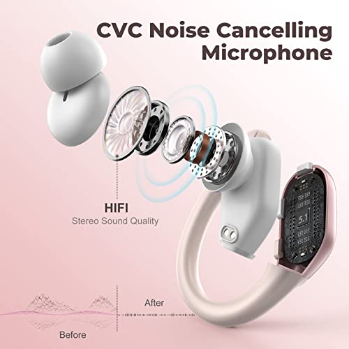 Wireless Earbuds,Ture Wireless Bluetooth 5.3 Earbuds,75H Playtime IPX7 Waterproof Headphones with LED Digital Display & CVC 8.0 Noise Cancelling Mic in-Ear Earphone for iPhone Android Rose Gold