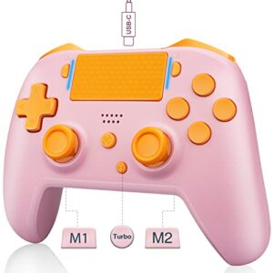 oubang ares controllers for ps4 controller elite, game control for scuf ps4 controller with turbo, joystick gamepad work for playstation 4 controller with back paddles for ps4/ps5/steam/pc/ios pink