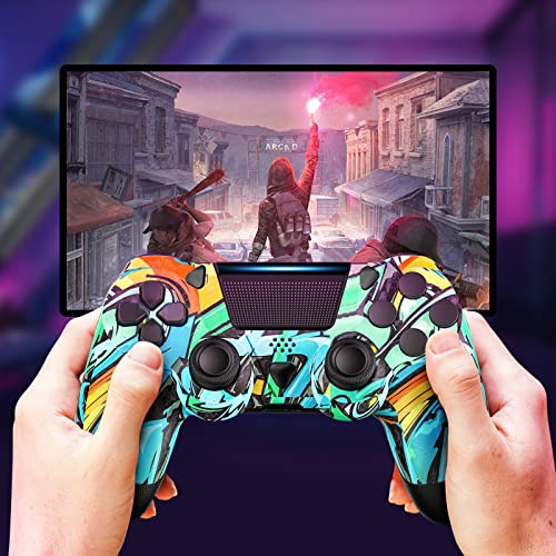 Wireless Controller for PS-4 Compatible with PS-4/Slim/Pro, Built-in 1000mAh Battery with Turbo/Dual Vibration/6-Axis Motion Sensor
