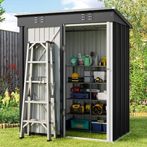gizoon 5'x 3'outdoor storage shed with singe lockable door,galvanized metal shed with air vent suitable for the garden,tiny house storage sheds outdoor for backyard patio lawn-dark gray