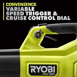 RYOBI 40V HP Brushless Whisper Series 160 MPH 650 CFM Cordless Battery Leaf Blower (Tool Only)