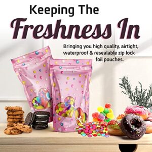 Resealable Standup Bags 4x6 inches. 60 Pk – Airtight, Waterproof, Zip Lock Seal and/or Heat Seal - Opaque Foil Pouch - Food Grade Bags For Long Shelf-Life and Multipurpose Storage. Packing Solutions For Businesses and Private Use (60 pck Medium, Candy)