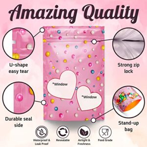 Resealable Standup Bags 4x6 inches. 60 Pk – Airtight, Waterproof, Zip Lock Seal and/or Heat Seal - Opaque Foil Pouch - Food Grade Bags For Long Shelf-Life and Multipurpose Storage. Packing Solutions For Businesses and Private Use (60 pck Medium, Candy)