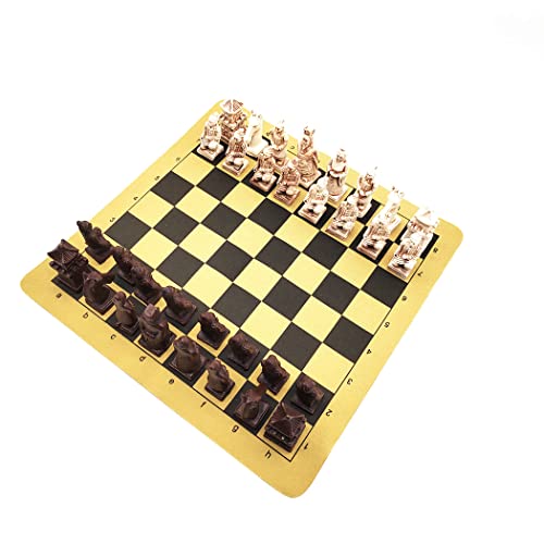 Portable Chess Set,Travel Chess Game,Unique Handmade Chess Pieces and Folding Leather Chessboard for Kids Adults Family Chess