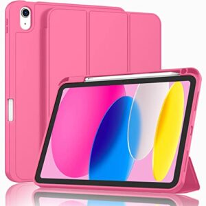 zryxal new ipad 10th generation case 10.9 inch 2022 with pencil holder, smart ipad case with soft tpu back [support auto wake/sleep] (watermelon)