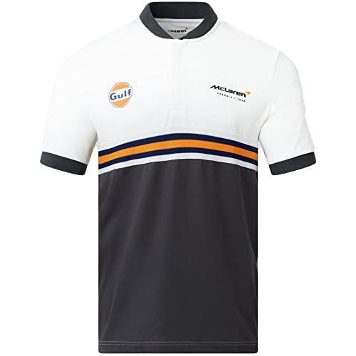 McLaren F1 Gulf Collaboration Men's Classic Striped Polo Shirt White