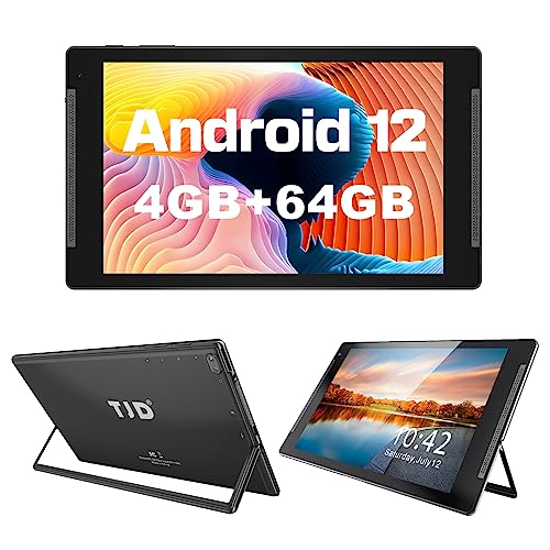 Android 12 Tablet, 10 inch Tablets, 64GB ROM 512GB Expand Tablet, Quad Core Processor, HD IPS Screen, 8MP Dual Camera, Wi-Fi, G+G, Bluetooth, 6000mAh Battery Google GMS Tablet Stand