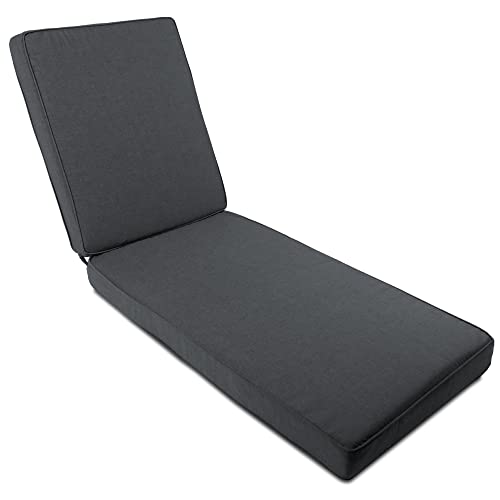 Sundale Outdoor Waterproof Olefin Chaise Lounge Cushions, Outdoor/Indoor Durable Thicken Pad with Straps, Perfect for Courtyard, Patio, Garden, Living Room (Dark Gray, 72" W x 21" D x 4" T)