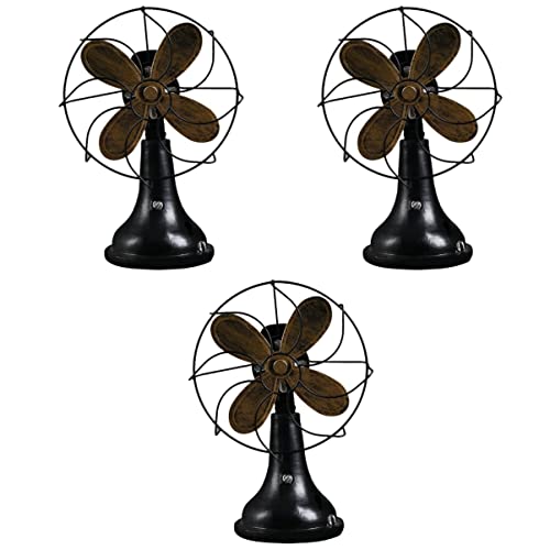 HOMSFOU Model Standing Sculpture Prop Figurine Music Photo Cafe Home Fashion Resin Shop Fireplace Vintage Christmas Decorative Iron Ornament Fan Craft Modeling Bar Black for Old Table