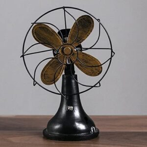 HOMSFOU Model Standing Sculpture Prop Figurine Music Photo Cafe Home Fashion Resin Shop Fireplace Vintage Christmas Decorative Iron Ornament Fan Craft Modeling Bar Black for Old Table