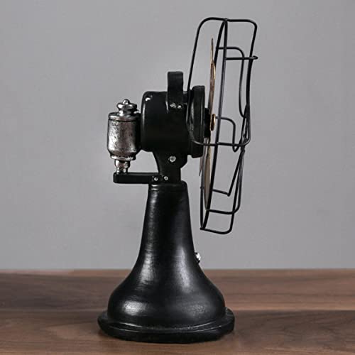 HOMSFOU Model Standing Sculpture Prop Figurine Music Photo Cafe Home Fashion Resin Shop Fireplace Vintage Christmas Decorative Iron Ornament Fan Craft Modeling Bar Black for Old Table