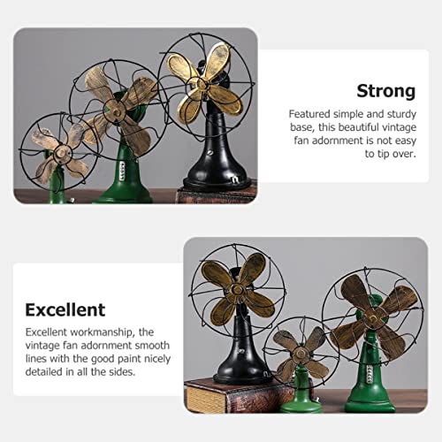 HOMSFOU Model Standing Sculpture Prop Figurine Music Photo Cafe Home Fashion Resin Shop Fireplace Vintage Christmas Decorative Iron Ornament Fan Craft Modeling Bar Black for Old Table